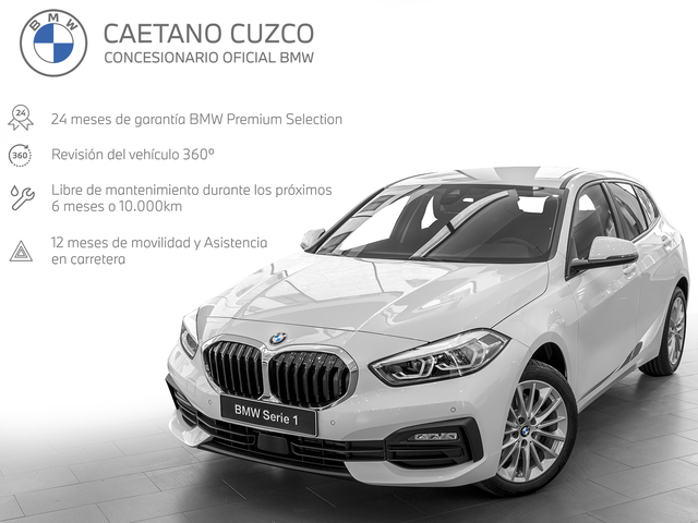 BMW Serie 1 116d color Blanco. Año 2023. 85KW(116CV). Diésel. En concesionario Caetano Cuzco, Alcalá de Madrid