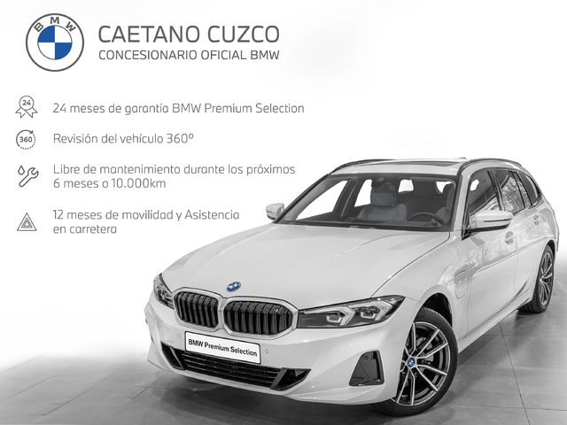 BMW Serie 3 330e Touring color Blanco. Año 2024. 215KW(292CV). Híbrido Electro/Gasolina. En concesionario Caetano Cuzco, Salvatierra de Madrid