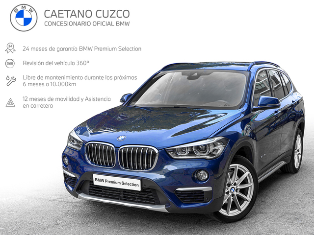 BMW X1 sDrive18d color Azul. Año 2017. 110KW(150CV). Diésel. En concesionario Caetano Cuzco, Alcalá de Madrid