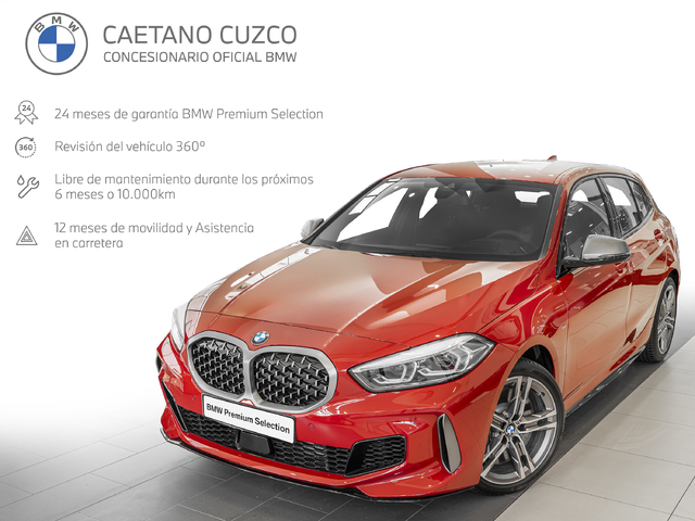 BMW Serie 1 M135i color Rojo. Año 2024. 225KW(306CV). Gasolina. En concesionario Caetano Cuzco, Alcalá de Madrid