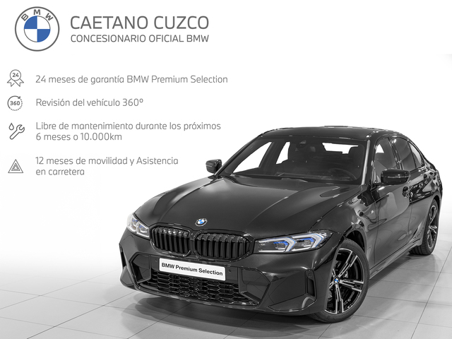 BMW Serie 3 318d color Negro. Año 2024. 110KW(150CV). Diésel. En concesionario Caetano Cuzco, Alcalá de Madrid