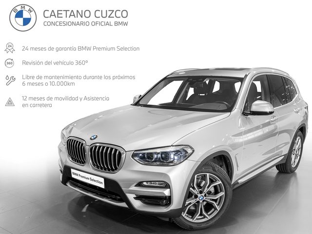 BMW X3 xDrive20d color Gris Plata. Año 2020. 140KW(190CV). Diésel. En concesionario Caetano Cuzco Raimundo Fernandez Villaverde, 45 de Madrid