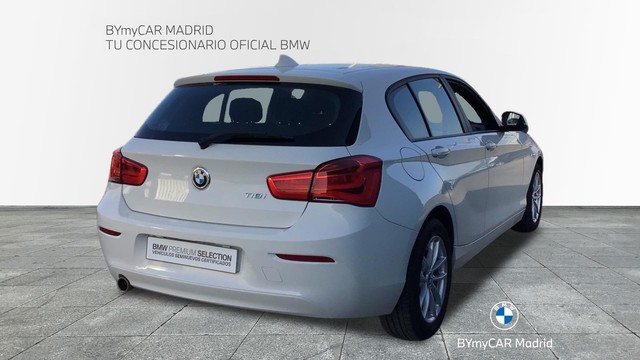 BMW Serie 1 118i color Blanco. Año 2019. 100KW(136CV). Gasolina. En concesionario BYmyCAR Madrid - Alcalá de Madrid