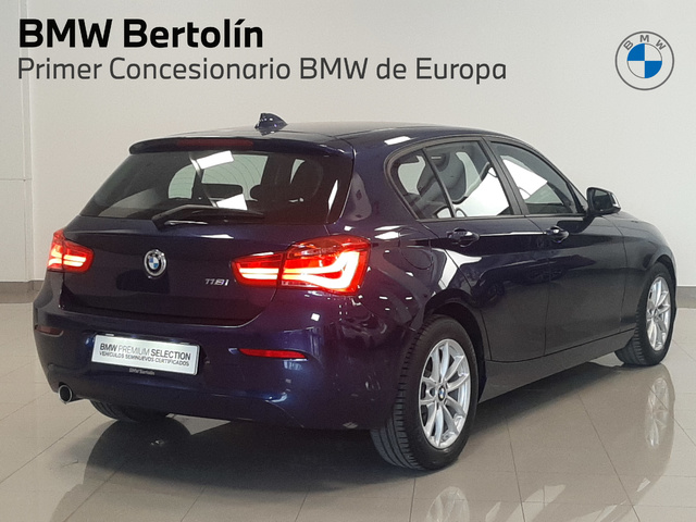 BMW Serie 1 118i color Azul. Año 2019. 100KW(136CV). Gasolina. En concesionario Automoviles Bertolin S.L. de Valencia