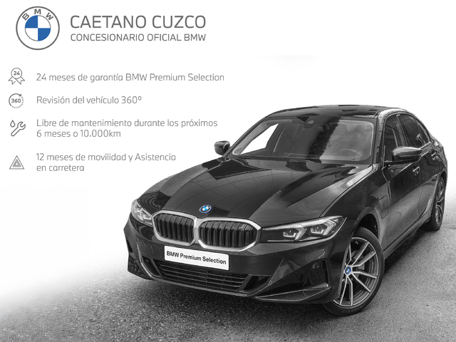 BMW Serie 3 320e color Negro. Año 2025. 150KW(204CV). Híbrido Electro/Gasolina. En concesionario Caetano Cuzco, Alcalá de Madrid