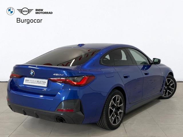 BMW Serie 4 420d Gran Coupe color Azul. Año 2024. 140KW(190CV). Diésel. En concesionario Burgocar (Bmw y Mini) de Burgos