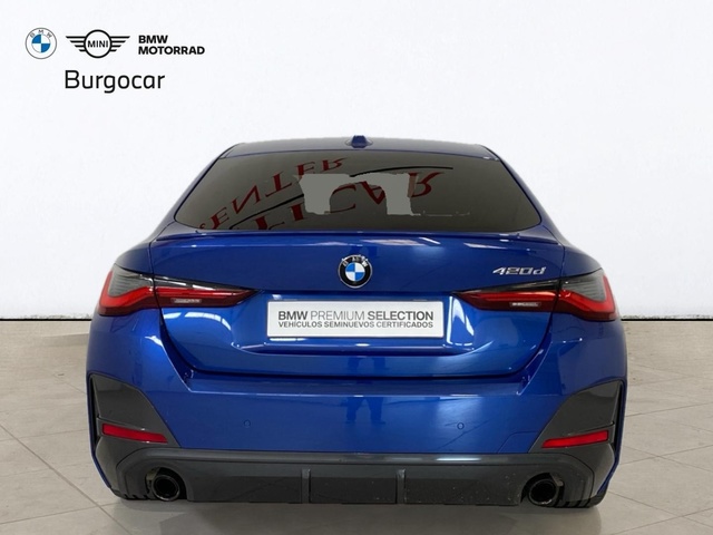 BMW Serie 4 420d Gran Coupe color Azul. Año 2024. 140KW(190CV). Diésel. En concesionario Burgocar (Bmw y Mini) de Burgos