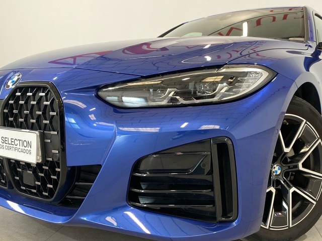 BMW Serie 4 420d Gran Coupe color Azul. Año 2024. 140KW(190CV). Diésel. En concesionario Burgocar (Bmw y Mini) de Burgos