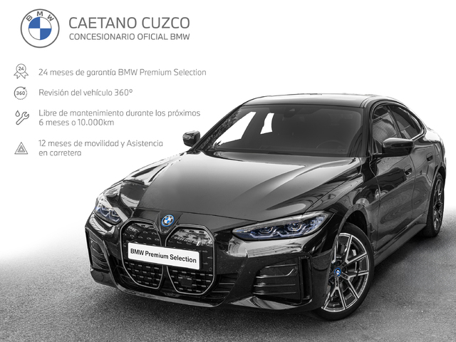 BMW i4 eDrive40 color Negro. Año 2025. 250KW(340CV). Eléctrico. En concesionario Caetano Cuzco, Alcalá de Madrid