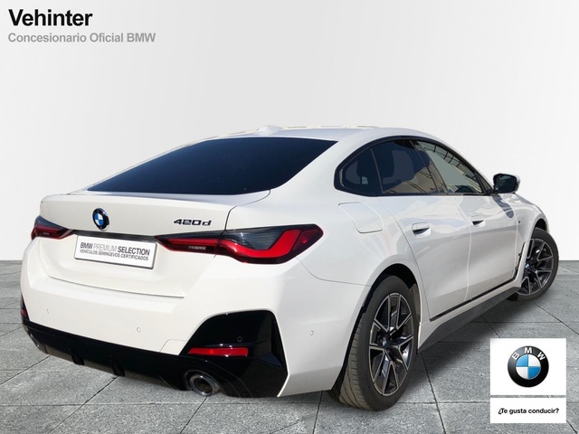 BMW Serie 4 420d Gran Coupe color Blanco. Año 2024. 140KW(190CV). Diésel. En concesionario Vehinter Getafe de Madrid