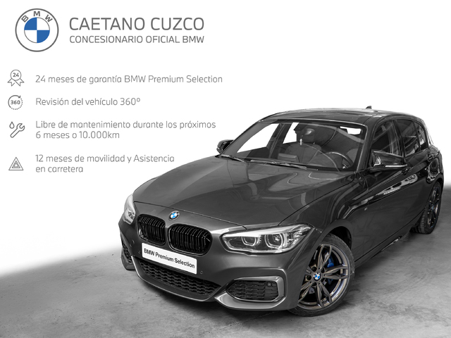 BMW Serie 1 M140i color Gris. Año 2017. 250KW(340CV). Gasolina. En concesionario Caetano Cuzco, Alcalá de Madrid