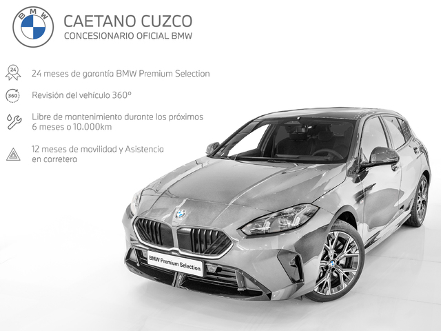 BMW Serie 1 120d color Gris. Año 2024. 120KW(163CV). Diésel. En concesionario Caetano Cuzco, Alcalá de Madrid